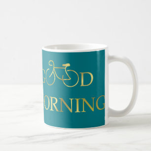 Good Morning Bicycle Faux Gold Customizable Coffee Mug
