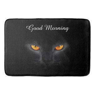 Good morning black cat bath mat