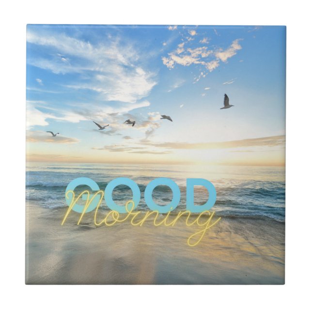 Good Morning Blue Sky Ceramic Tile (Front)