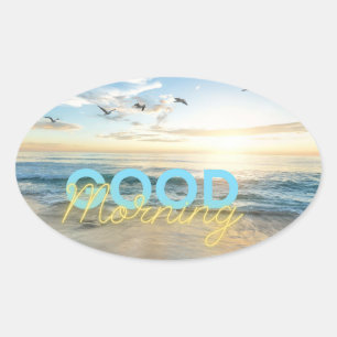 Good Morning Blue Sky Oval Sticker