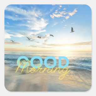 Good Morning Blue Sky Square Sticker