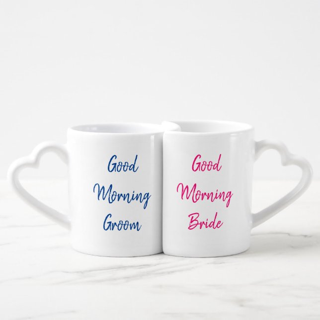 Good Morning Bride And Groom Coffee Mug Set (Front Nesting)