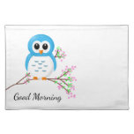 &quot;Good Morning&quot; Cartoon Owl on a Branch Placemat