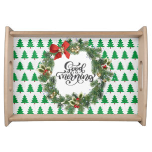 Good Morning Christmas Tree & Wreath Serving Tray