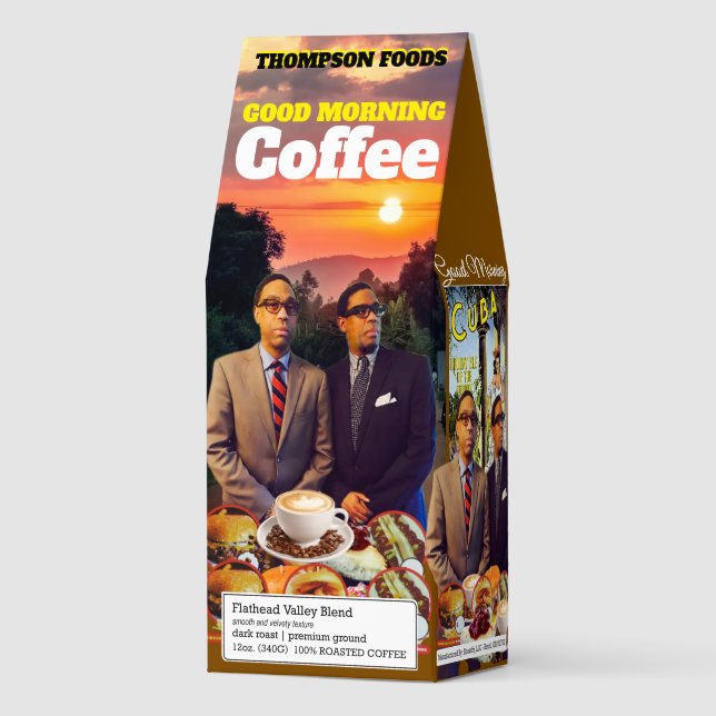 GOOD MORNING Coffee, 12oz Bag, Dark Roast, Flath Roasted Coffee (Front)