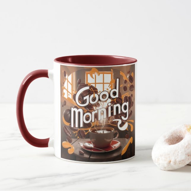 Good Morning Coffee Art #6 Mug (With Donut)