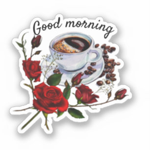 Good morning coffee cut sticker