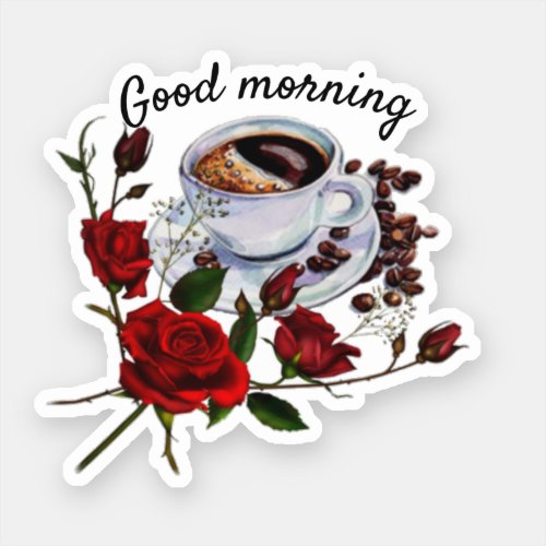 Good morning coffee cut sticker