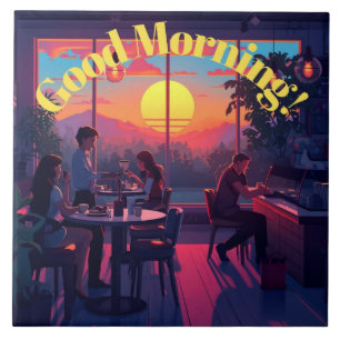 Good Morning Coffee House Ceramic Tile
