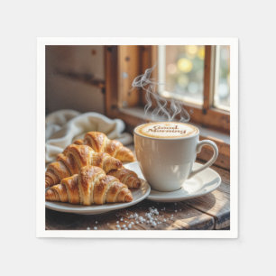 Good Morning Coffee With Croissants Napkins