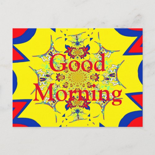 Good Morning Colorful Bright floral damask Postcard