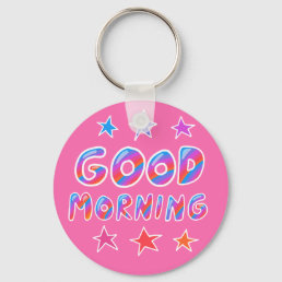 GOOD MORNING Colorful Fun Cool Handlettering Keychain