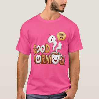 Good Morning Cute Coffee & Bagel – Wake Up Cartoon T-Shirt