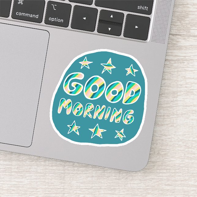 GOOD MORNING Cute Colorful & Fun Handlettering Sticker (Detail)