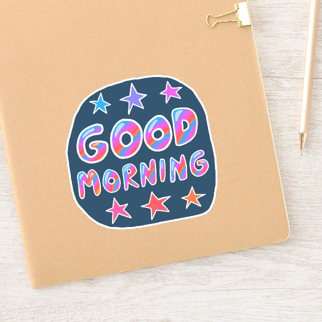 GOOD MORNING Cute Colorful & Fun Handlettering Sticker (Notebook)