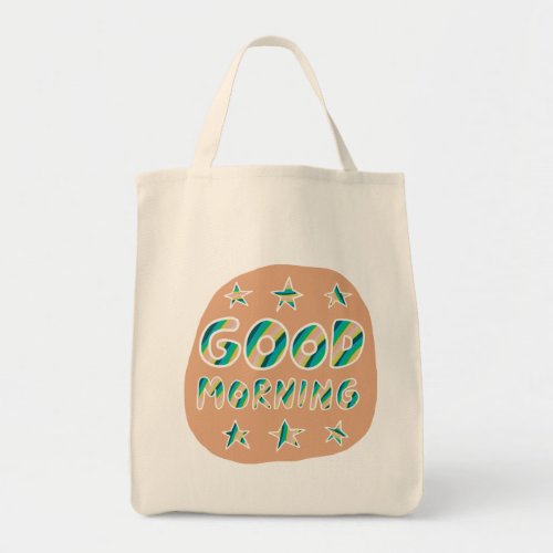 GOOD MORNING Cute Colorful Fun Handlettering Tote Bag