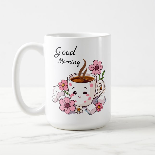 Good Morning | Cute Kawaii Coffee Mug (Left)