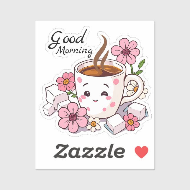 Good Morning | Cute Kawaii Coffee Sticker (Sheet)