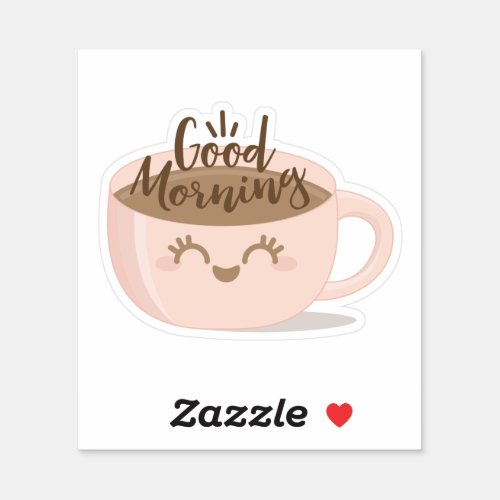 Good Morning Cute Kawaii Style Coffee Cup Sticker
