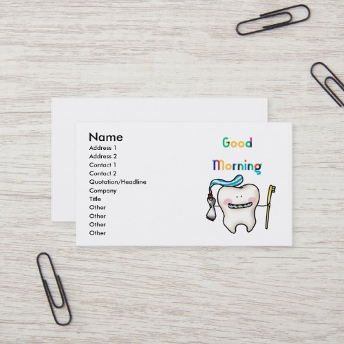 good morning cute tooth dental business card