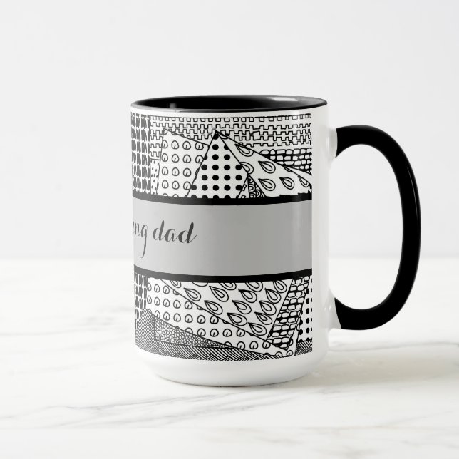 Good morning dad Black Gray Ringer 15oz Mug (Right)