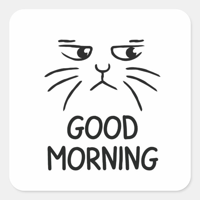 good morning design  square sticker (Front)