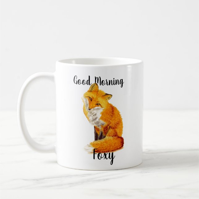 Good Morning Foxy Cute Red Fox Coffee Mug (Left)