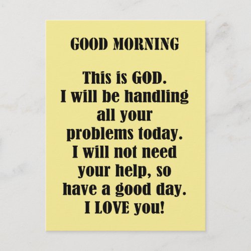 Good Morning from GOD personalize Postcard