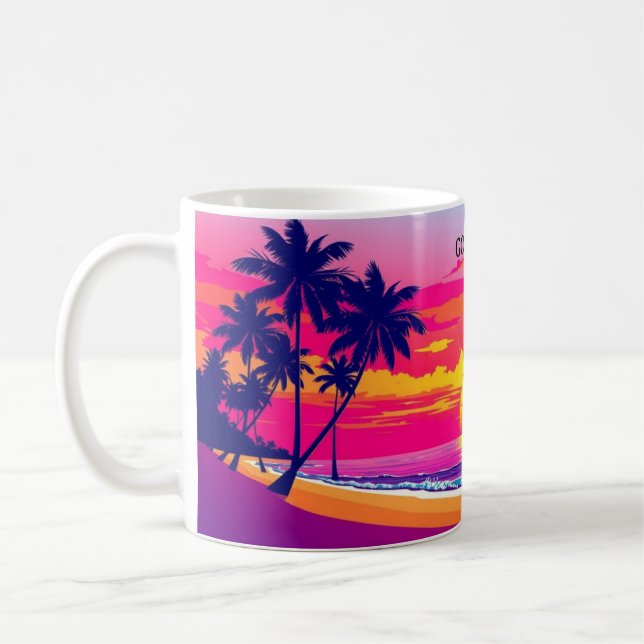 Good Morning From Paradise Tropical Sunset Wrap Coffee Mug (Left)
