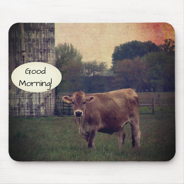 Good Morning from your Local Jersey Cow Farm Mouse Pad (Front)