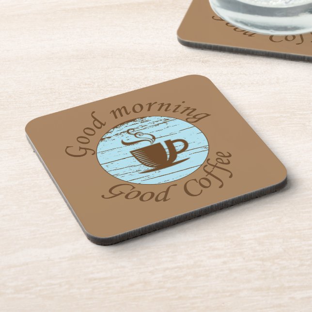 Good morning Funny coffee drinker quotes Beverage Coaster (Left Side)