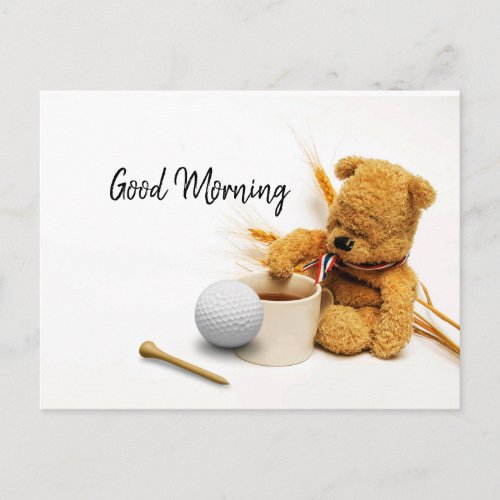 Good Morning golfer with golf ball and coffee card