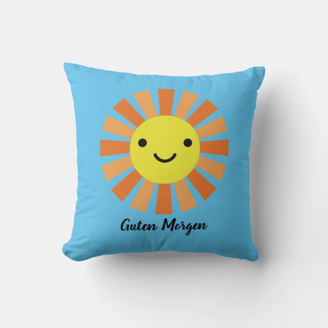 Good Morning Good Night in German Throw Pillow (Front)