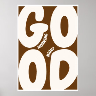 Good Morning Good Night Islamic Wall Art Brown