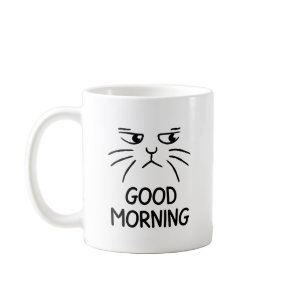 Good Morning - Grumpy Cat Coffee Mug - Unique Gift
