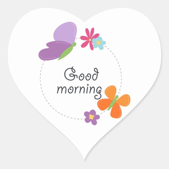 good morning heart sticker | Zazzle.com