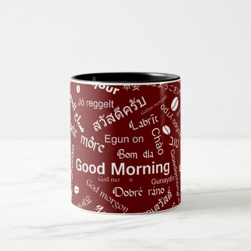 Good Morning in all languages of the Word Two_Tone Coffee Mug