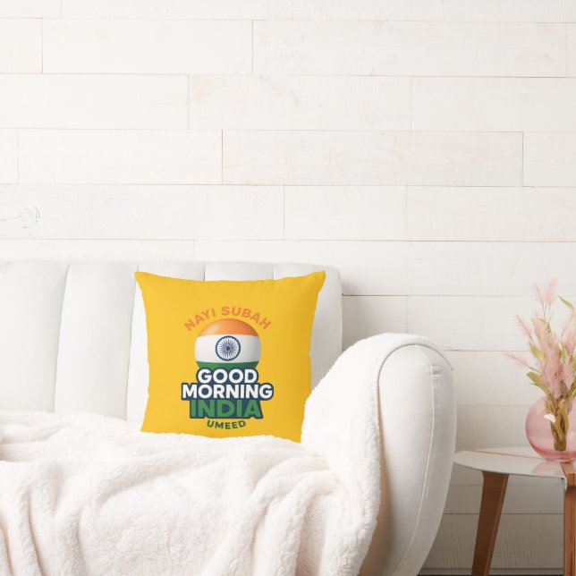 Good Morning India, Nayi Subah, Umeed Throw Pillow (Couch)