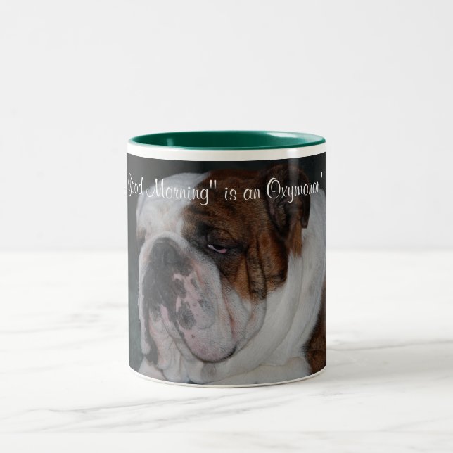 "Good Morning" is an Oxymoron! Two-Tone Coffee Mug (Center)