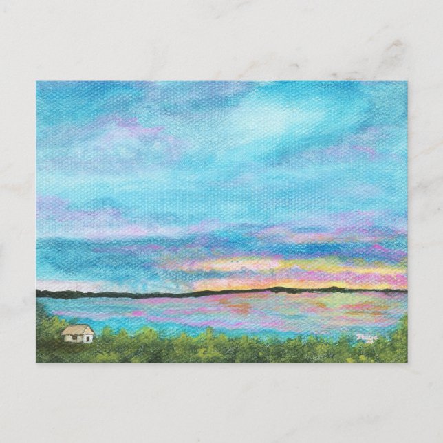 Good Morning Landscape Art Seashore Beach Sunrise Postcard (Front)