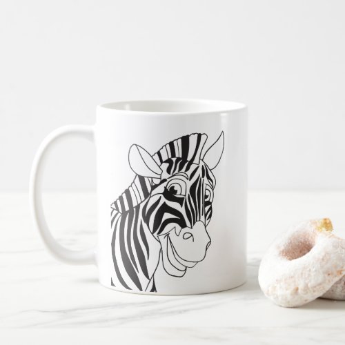 Good Morning Lettering Lovely Zebra Black  White Coffee Mug