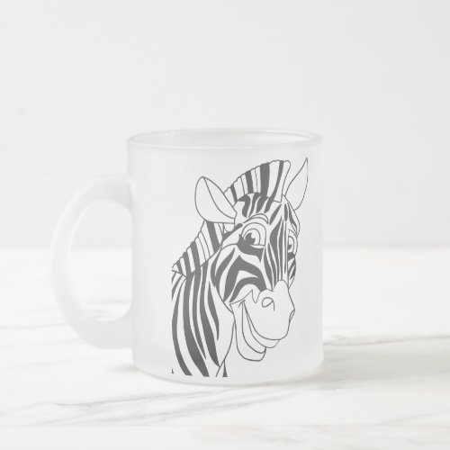 Good Morning Lettering Lovely Zebra Black  White Frosted Glass Coffee Mug