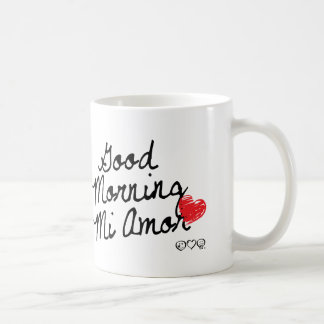 Good Morning Mi Amor! With red heart. Coffee Mug