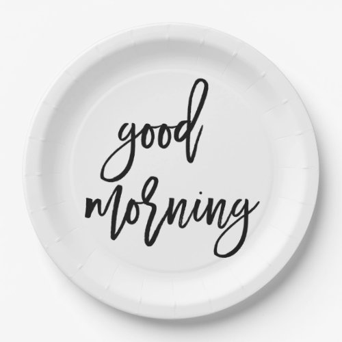 Good Morning  Modern Typography Breakfast Paper Plates