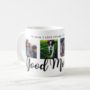 Good Morning Modern Typography Four Photo Grid Coffee Mug