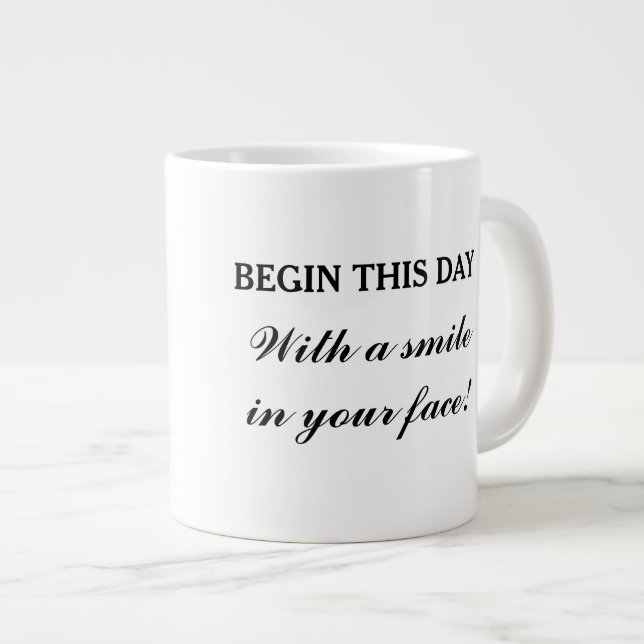 Good morning mug, quote giant coffee mug (Front Right)