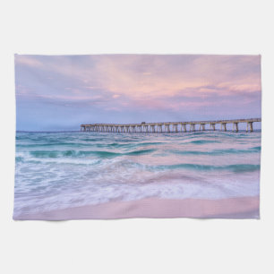 Good Morning Navarre Beach Pier Kitchen Towel
