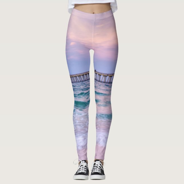 Good Morning Navarre Beach Pier Leggings (Front)