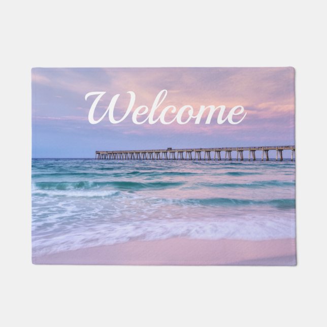 Good Morning Navarre Beach Pier Welcome Doormat (Front)