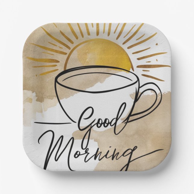 Good Morning Postcard Paper Plates (Front)